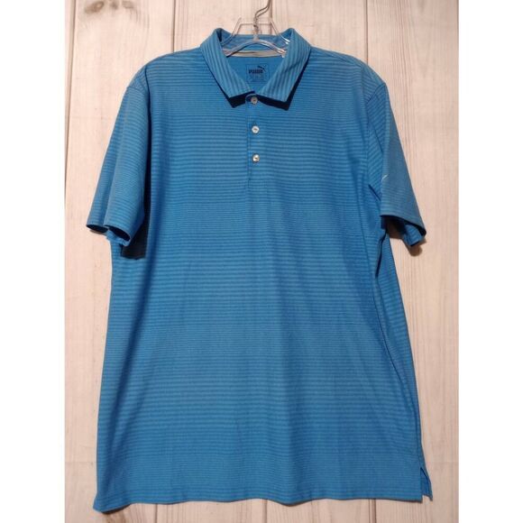 Puma Shirt Men's Medium Blue Polo Short Sleeve Dry‎ Cell - Picture 1 of 7